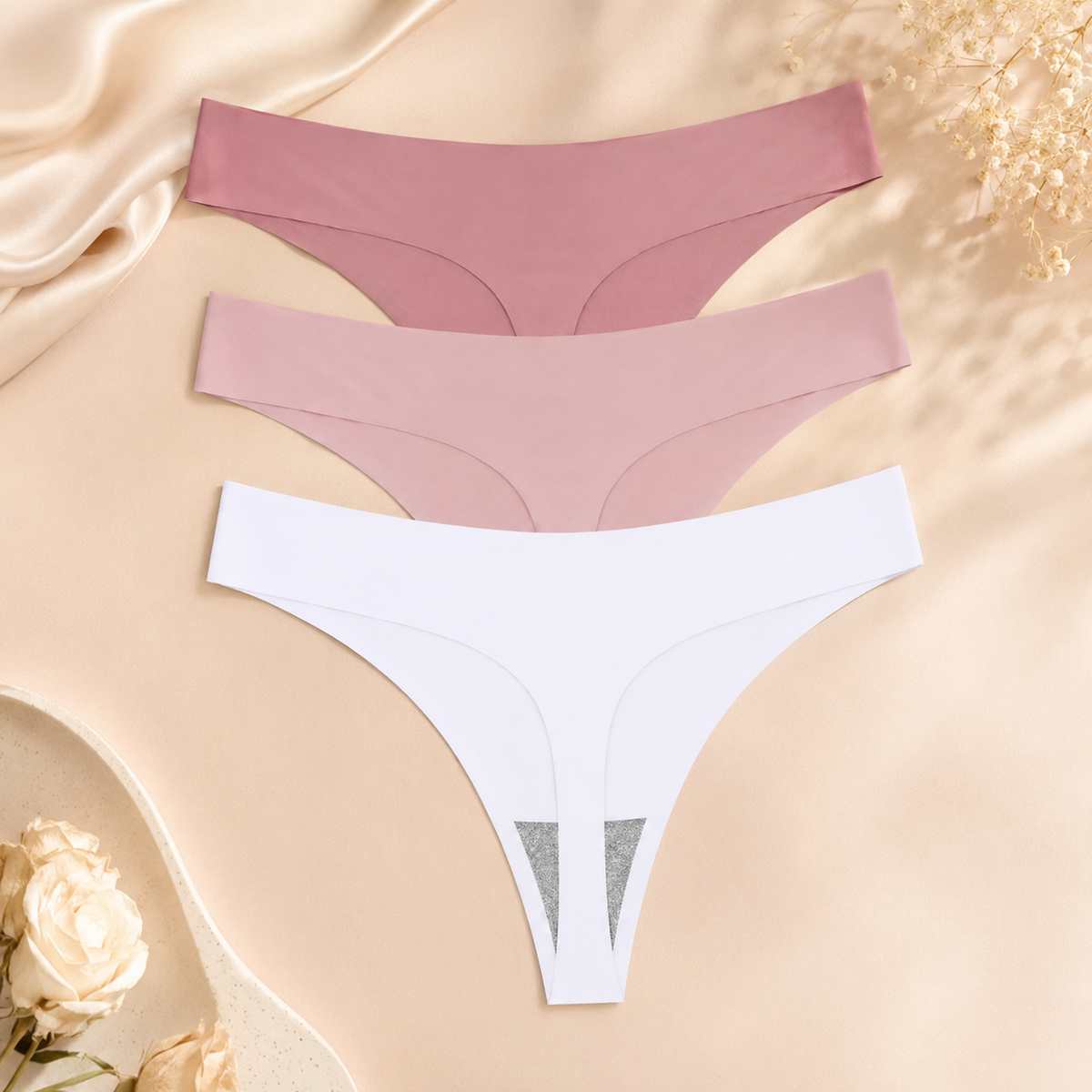 Lot de 3 strings invisibles sans couture ELYZOR