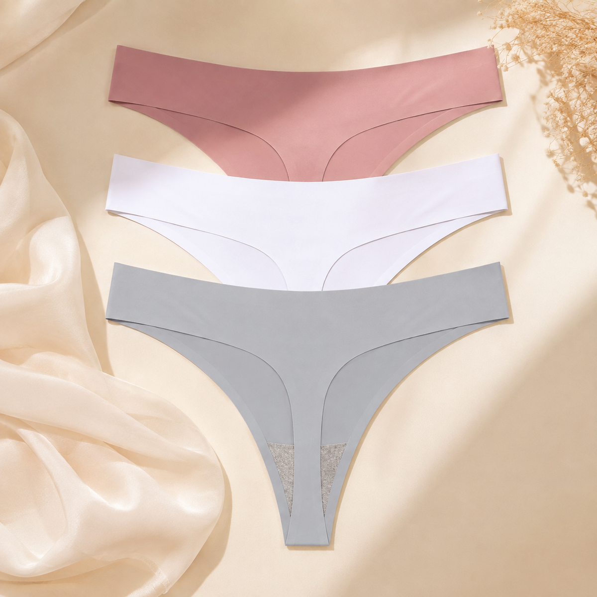 Lot de 3 strings invisibles sans couture ELYZOR