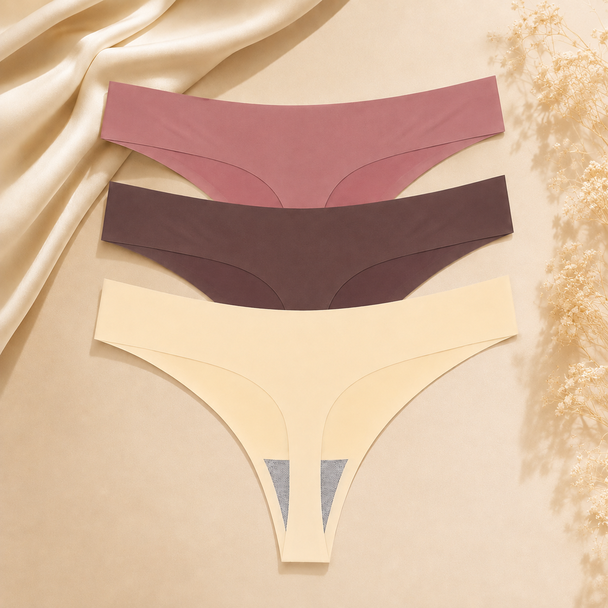 Lot de 3 strings invisibles sans couture ELYZOR