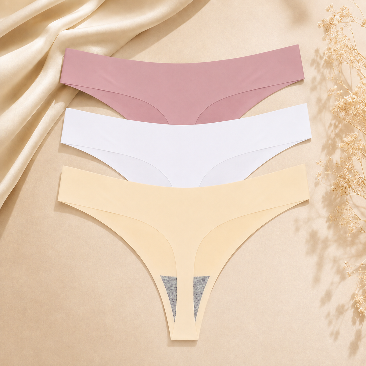 Lot de 3 strings invisibles sans couture ELYZOR
