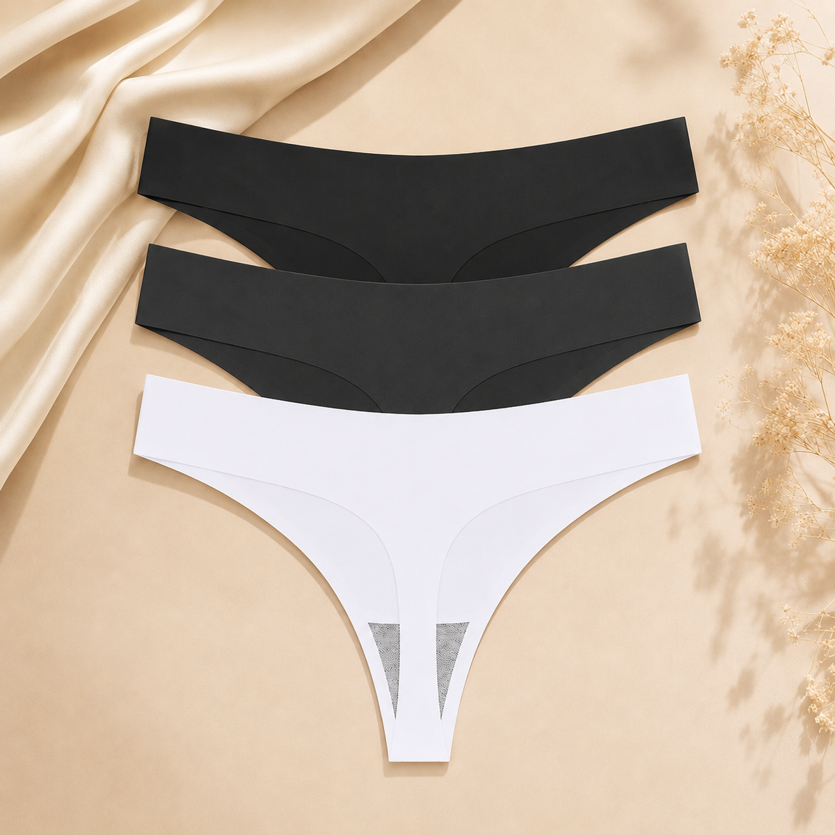 Lot de 3 strings invisibles sans couture ELYZOR