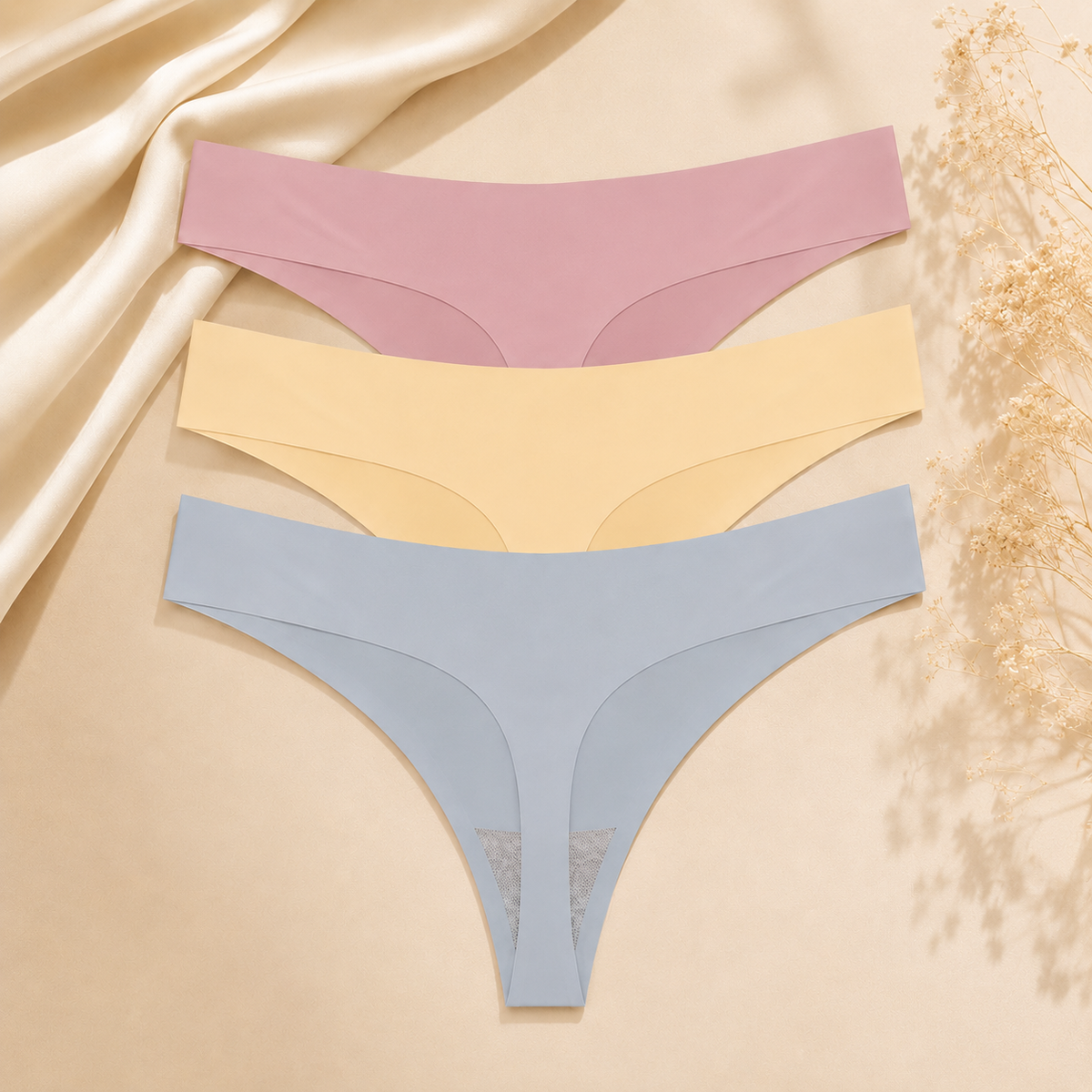 Lot de 3 strings invisibles sans couture ELYZOR