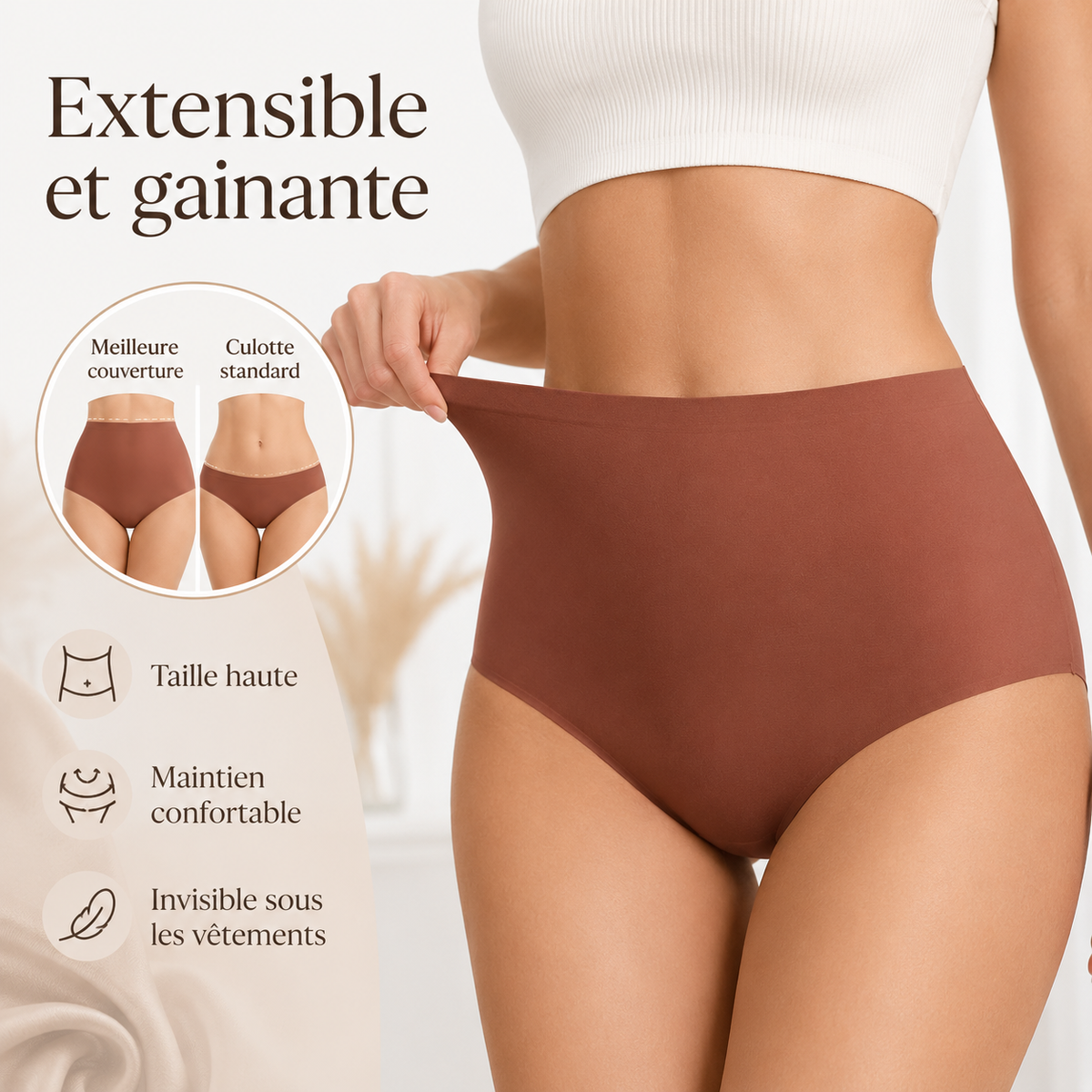 Lot de 2 culottes invisibles taille haute ELYZOR