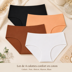 Lot de 4 culottes confort en coton stretch ELYZOR