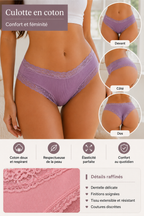 Lot de 5 culottes coton et dentelle ELYZOR