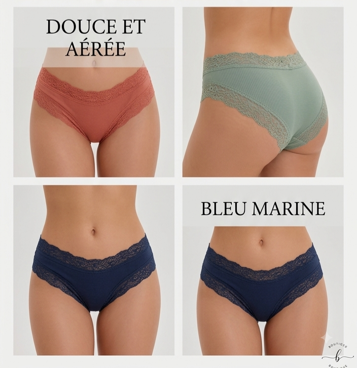 Lot de 5 culottes coton et dentelle ELYZOR