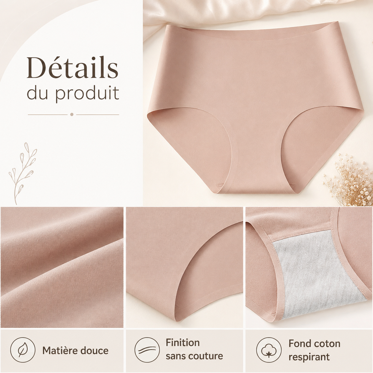 Lot de 2 culottes invisibles taille haute ELYZOR